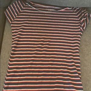 navy blue white and red strip shirt